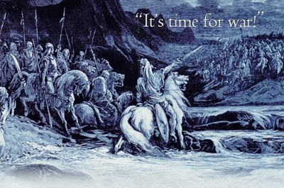 A new muscular sword wielding militancy is
     very evident in the Churches with loud music,
     'warrior praise', and a more menacing and
      aggressive tone to the worship services.